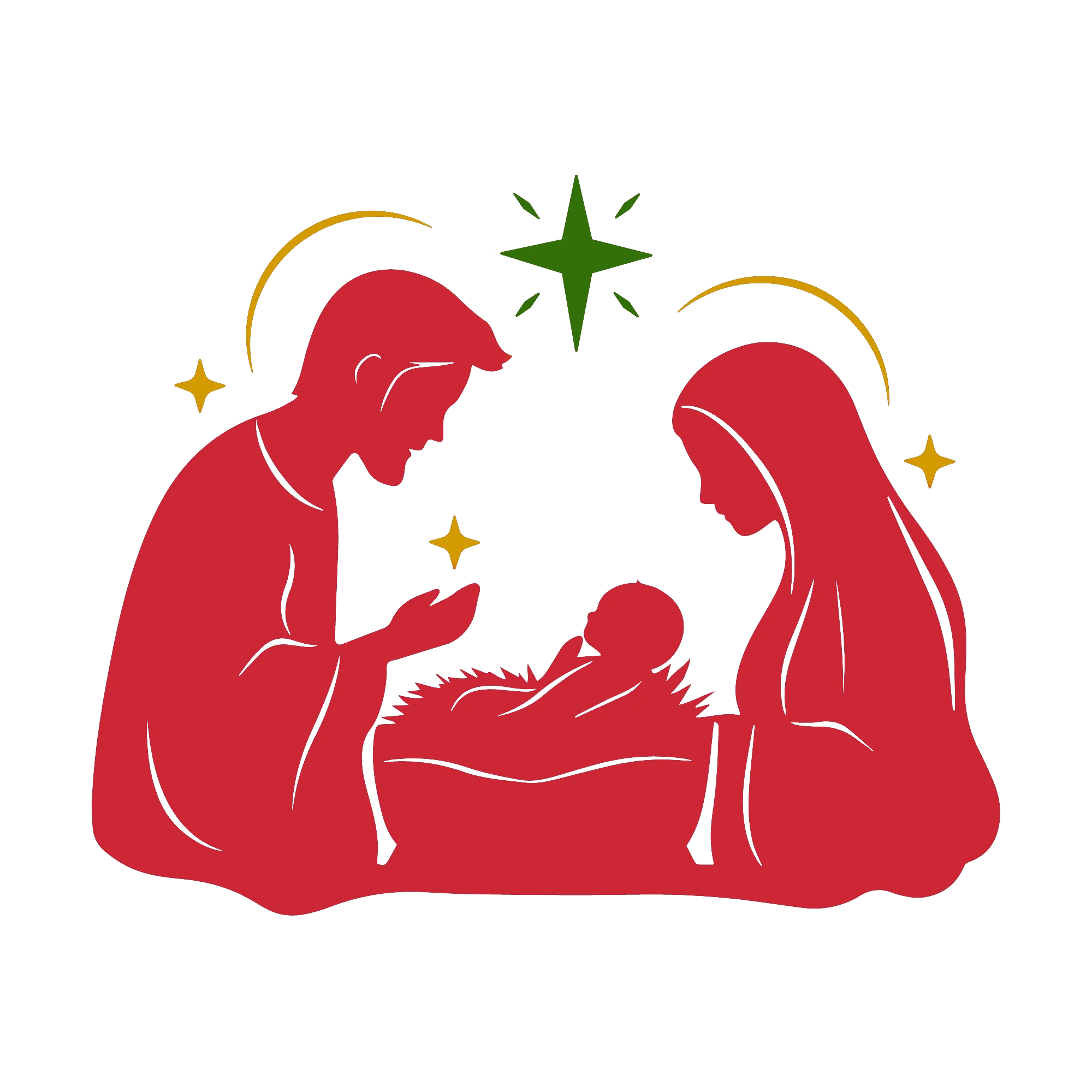 Serene Christmas Nativity Scene Clipart Depicting Holy Family's Sacred Moment