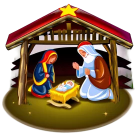 Serene Christmas Nativity Scene Clipart with Warm Luminous Colors