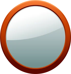 Simple Circular Mirror Clipart with Warm Orange Border and Reflective Surface
