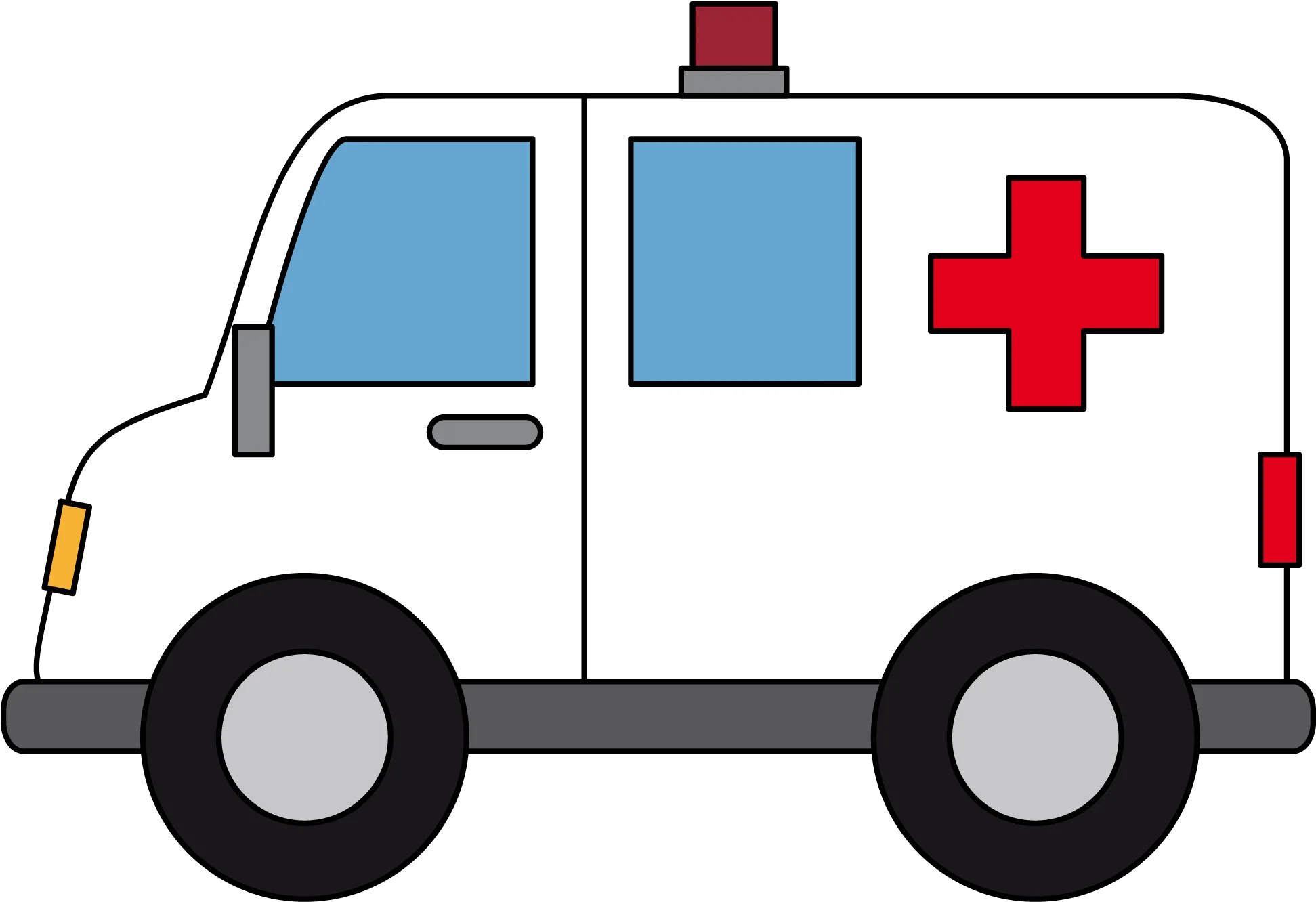 Simple Emergency Medical Services Vehicle Clipart Illustration Design