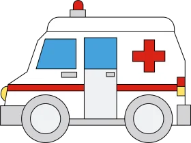 Simplified Emergency Medical Services Vehicle Cartoon Clipart Illustration