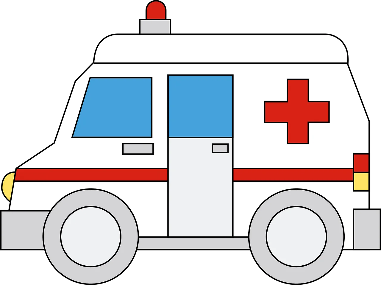 Simplified Emergency Medical Services Vehicle Cartoon Clipart Illustration