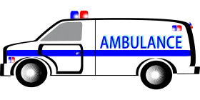 Simplified Emergency Medical Services Vehicle Clipart Design with Bold Blue Lettering