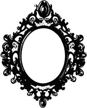 Vintage Ornate Antique Mirror Frame Silhouette Elegant Clipart Design