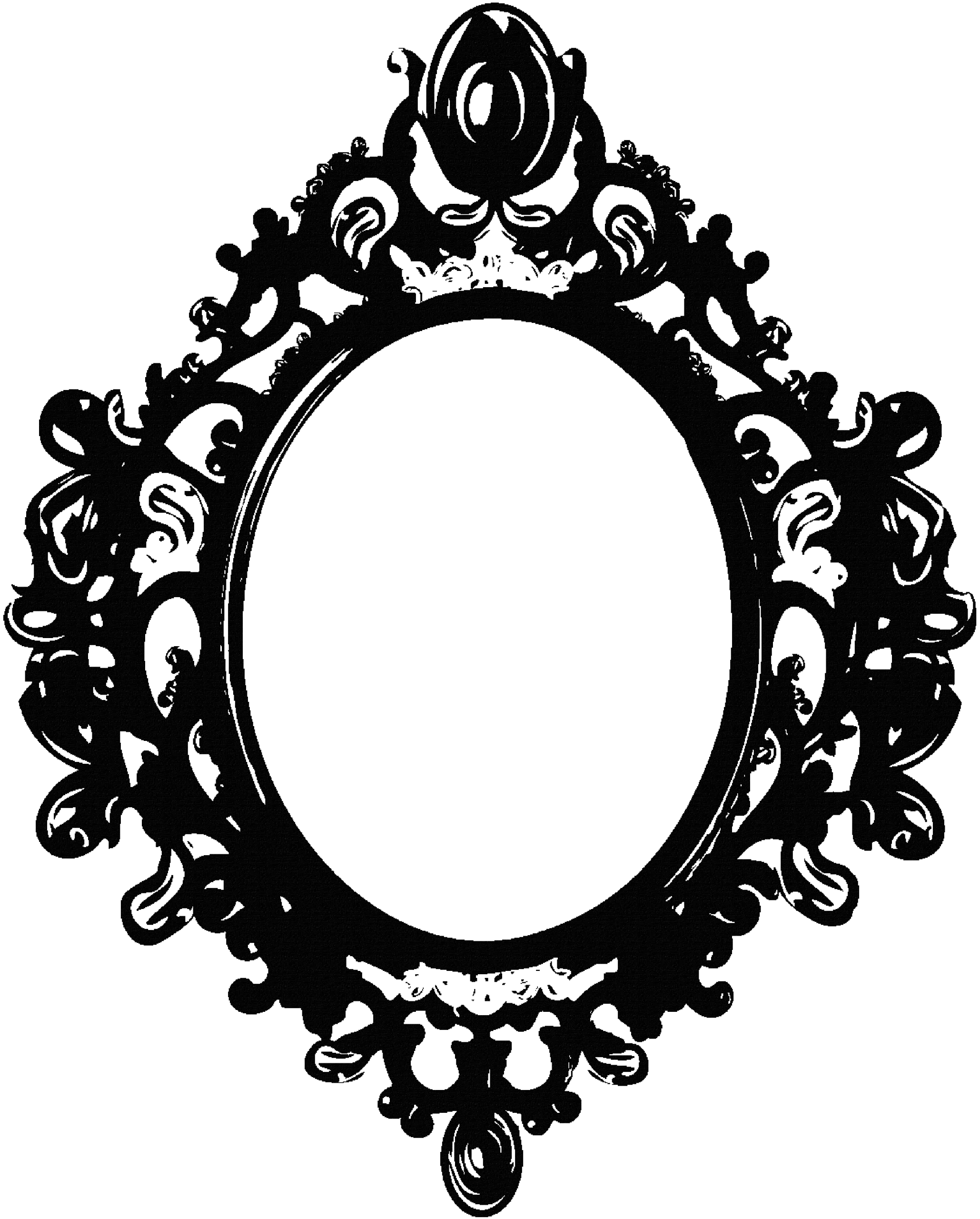 Vintage Ornate Antique Mirror Frame Silhouette Elegant Clipart Design