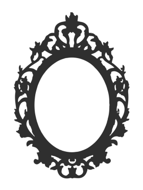 Vintage Ornate Oval Mirror Clipart with Intricate Baroque-Inspired Frame Design