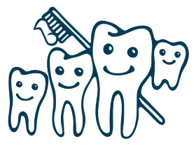 Cheerful Cartoon Tooth Family Dental Care Clipart Illustration