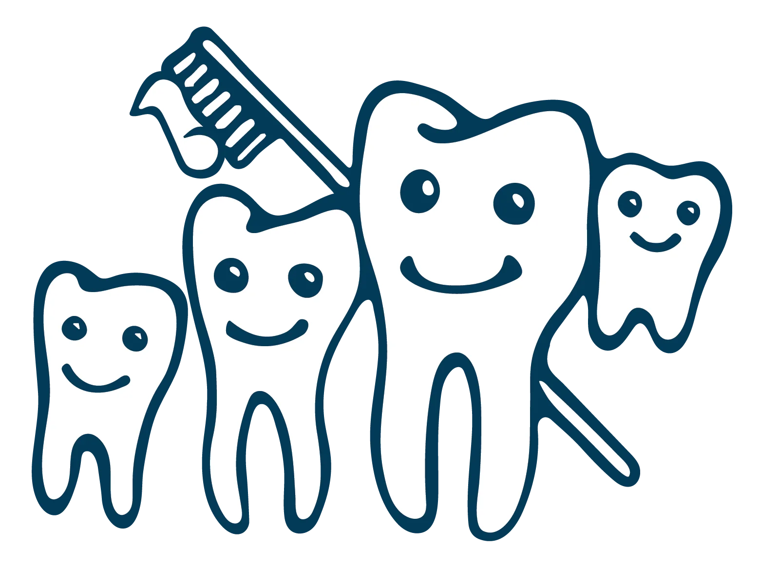 Cheerful Cartoon Tooth Family Dental Care Clipart Illustration