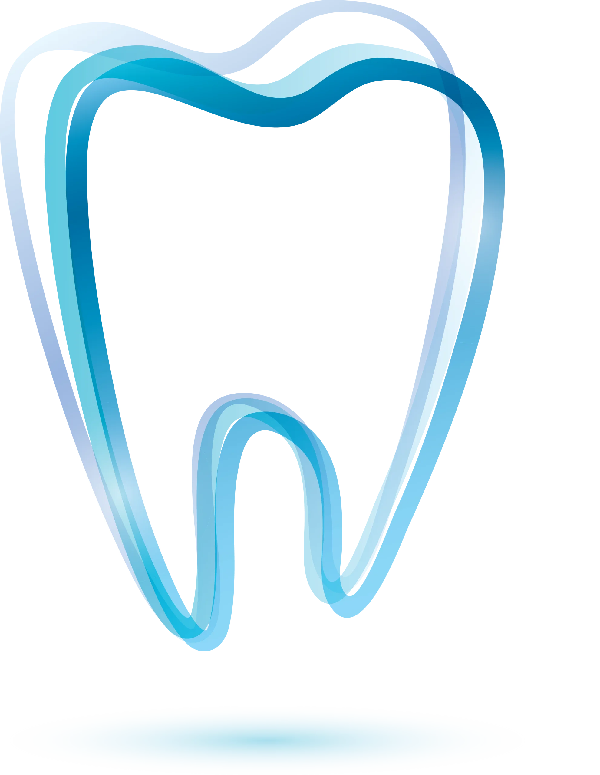 Abstract Stylized Dental Tooth Clipart Illustration with Smooth Blue Lines