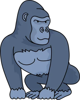 Adorable Blue-Toned Gorilla Clipart Illustration with Friendly Cartoon Style