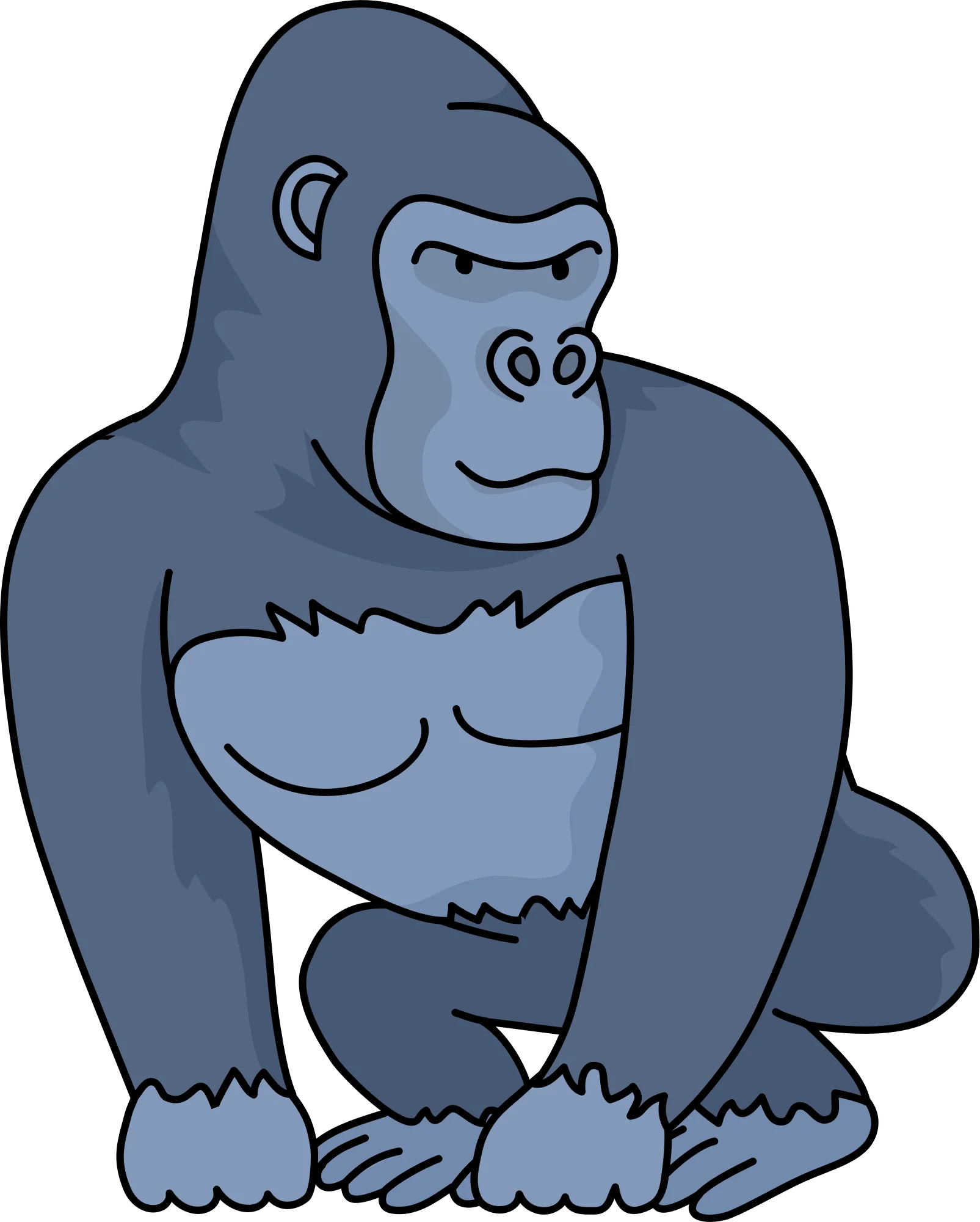 Adorable Blue-Toned Gorilla Clipart Illustration with Friendly Cartoon Style