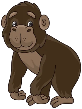 Adorable Brown Gorilla Cartoon Clipart for Children's Design and Education