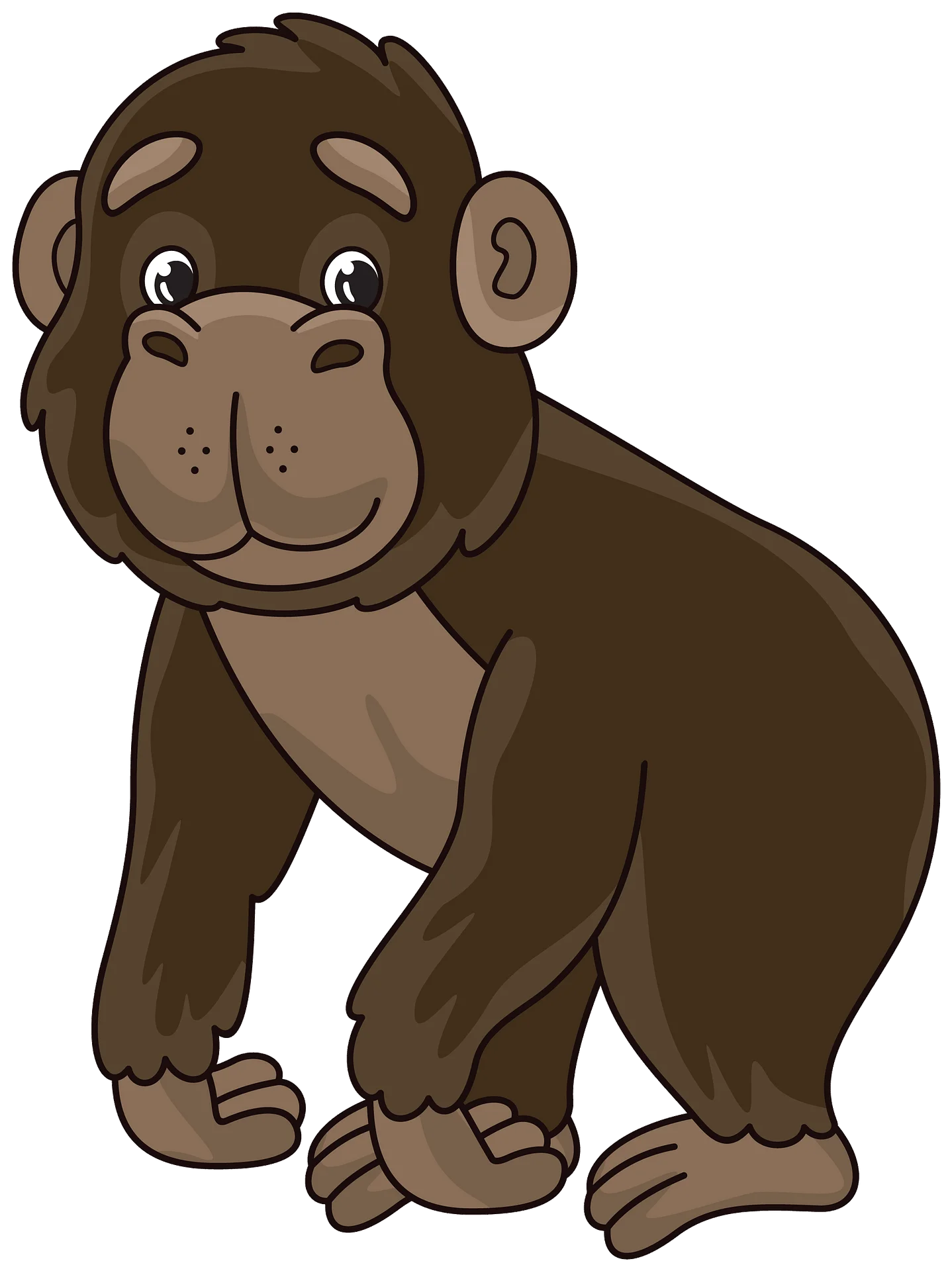 Adorable Brown Gorilla Cartoon Clipart for Children's Design and Education
