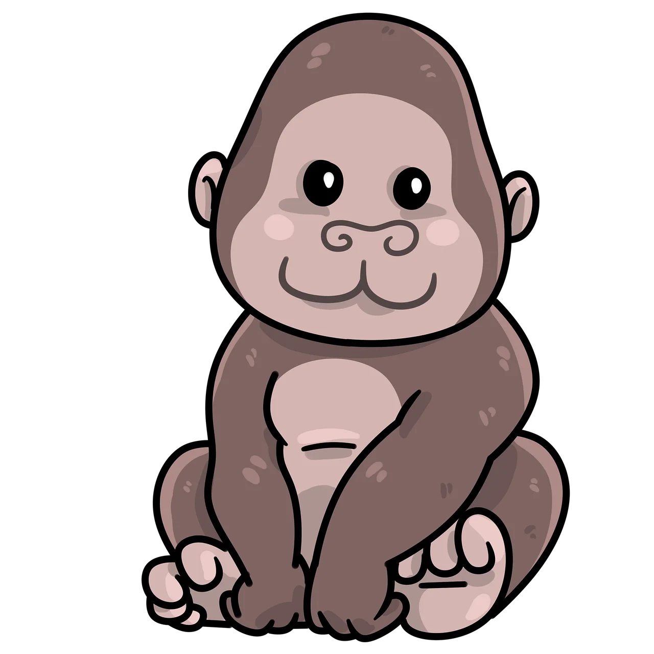 Adorable Cartoon Gorilla Clipart: Cute and Playful Primate Illustration