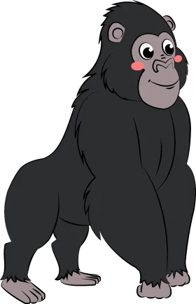 Charming Black Gorilla Clipart Illustration with Cute Cartoon Style