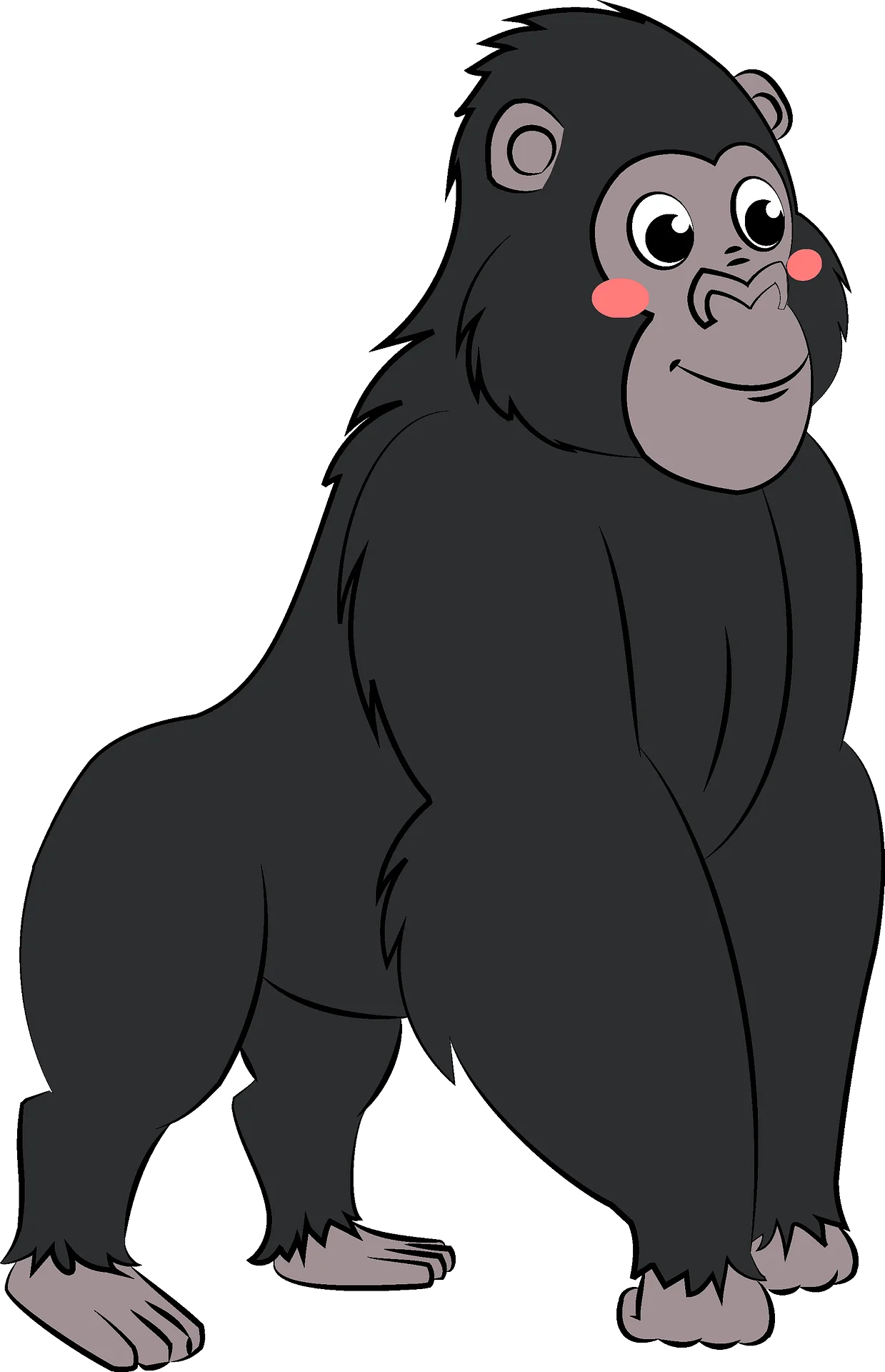 Charming Black Gorilla Clipart Illustration with Cute Cartoon Style