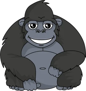 Charming Gray Gorilla Clipart: Adorable Cartoon Primate with Playful Grin