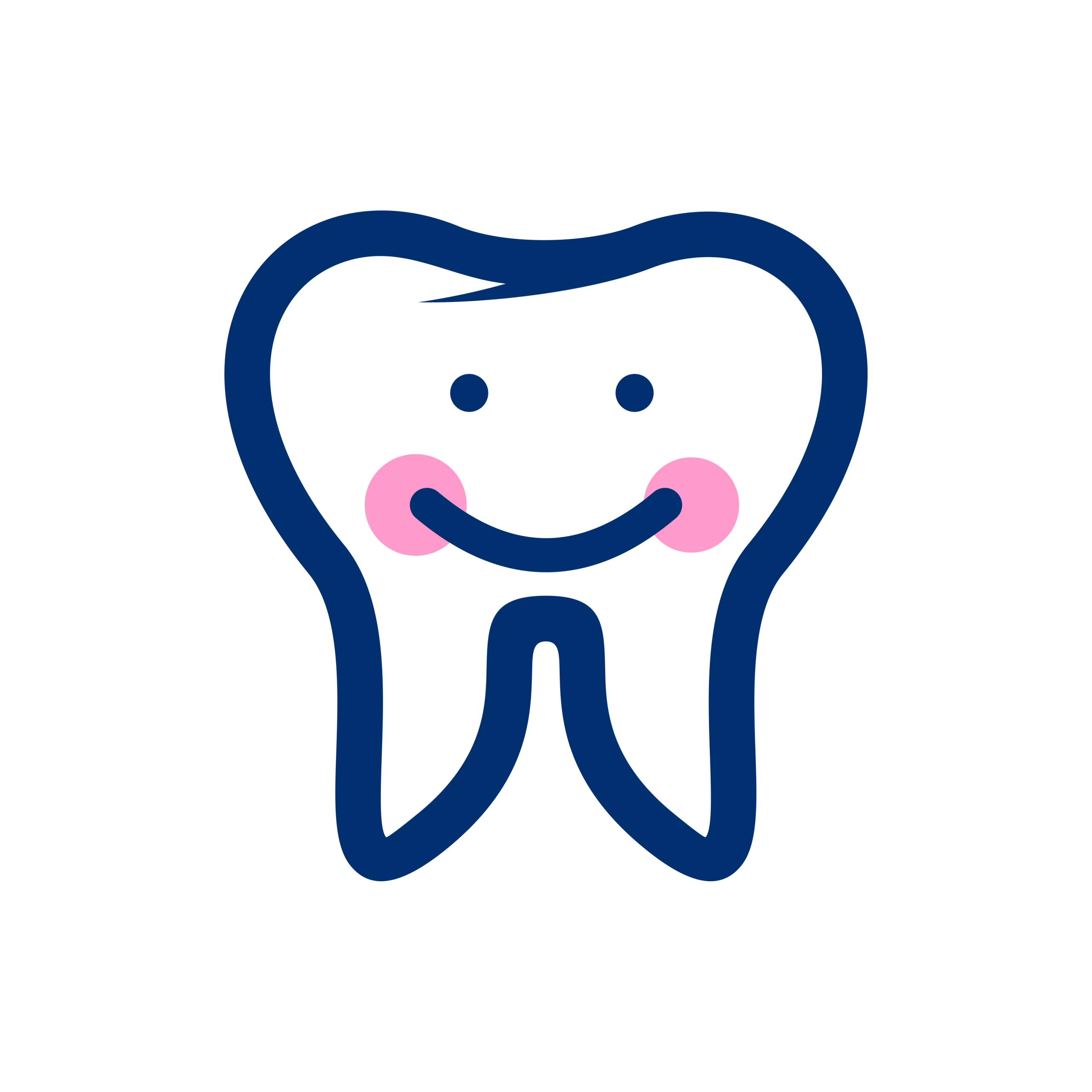 Cheerful Blue and Pink Cartoon Tooth Dental Clipart Illustration
