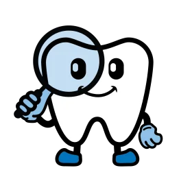 Cheerful Cartoon Tooth Character Holding Magnifying Glass Dental Clipart Illustration