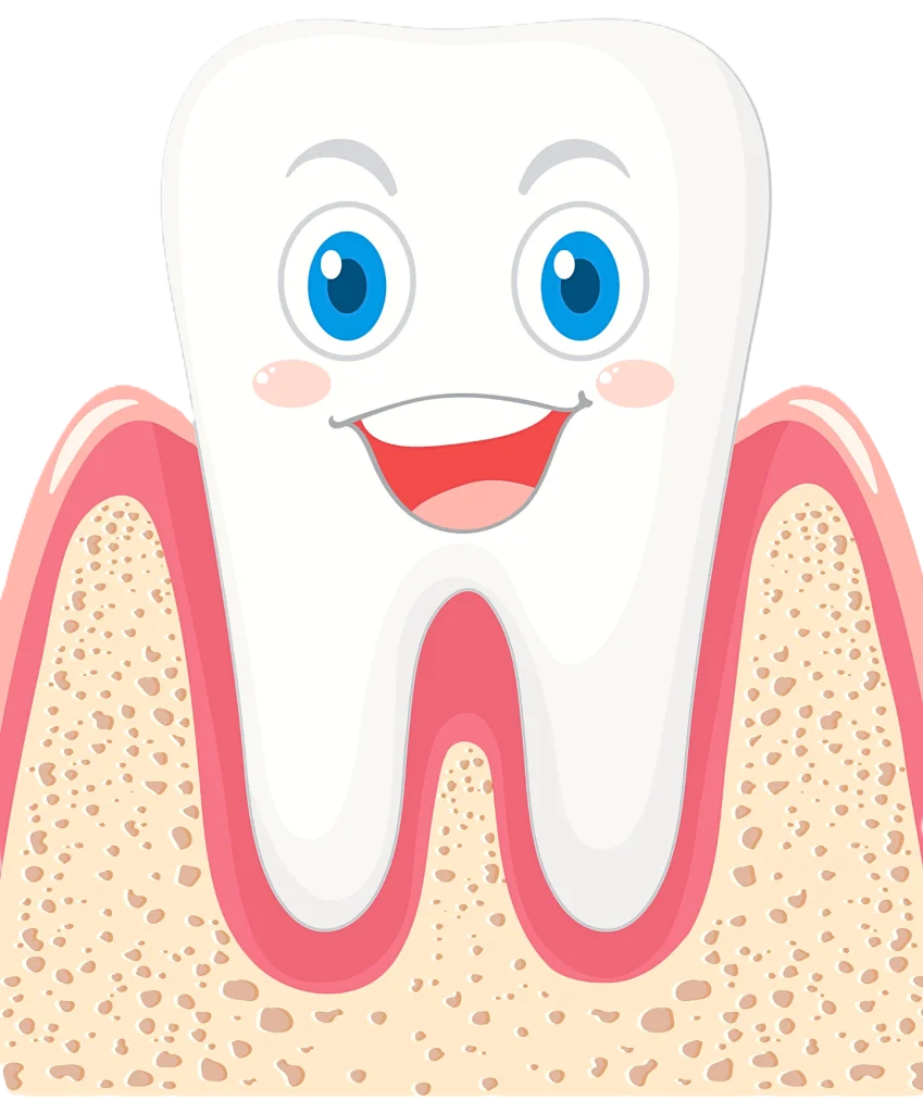 Cheerful Cartoon Tooth Clipart Illustration with Expressive Facial Features