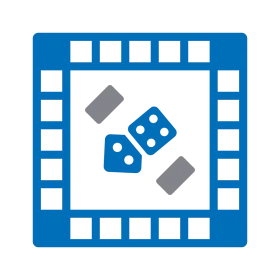 Classic Board Game Clipart with Blue Game Board and Gaming Dice