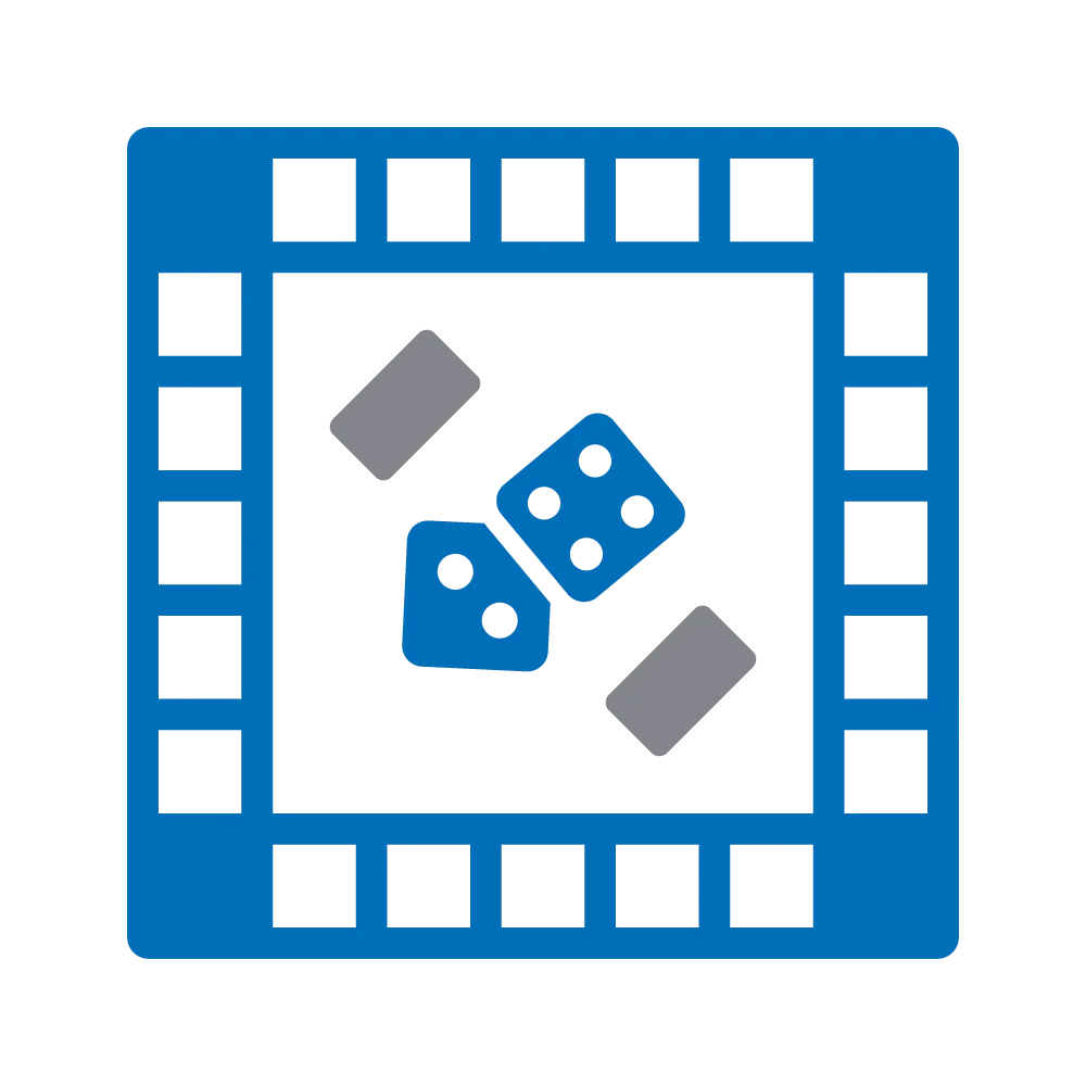 Classic Board Game Clipart with Blue Game Board and Gaming Dice