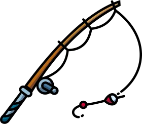 Classic Fishing Pole and Reel Angler's Essential Tool Clipart Design