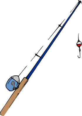 Classic Fishing Pole Clipart Illustration with Reel and Hook Design