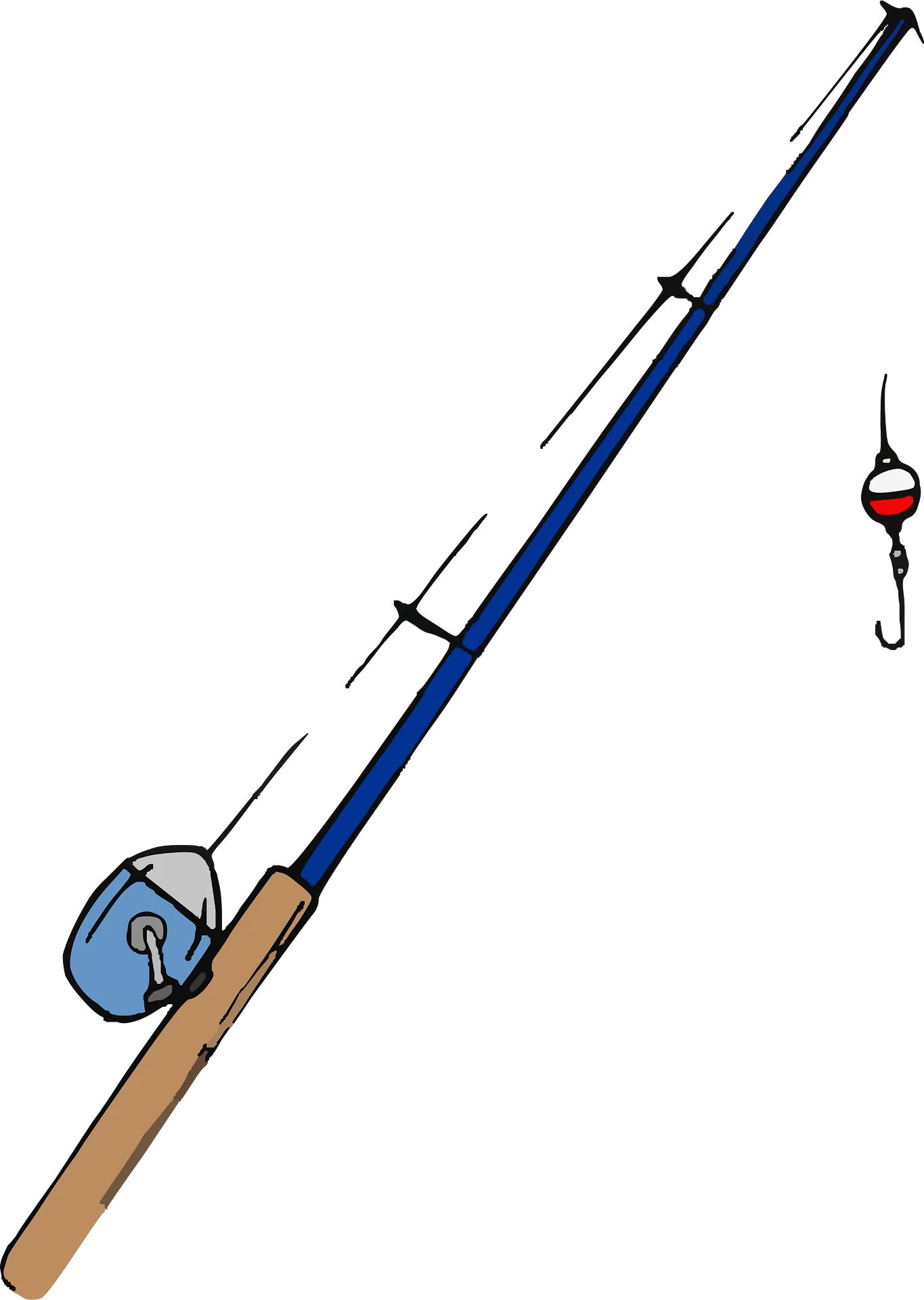 Classic Fishing Pole Clipart Illustration with Reel and Hook Design
