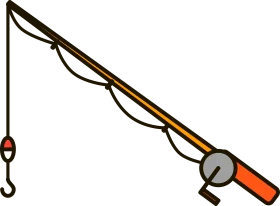 Classic Fishing Pole Clipart: Simple Angling Equipment Graphic Design