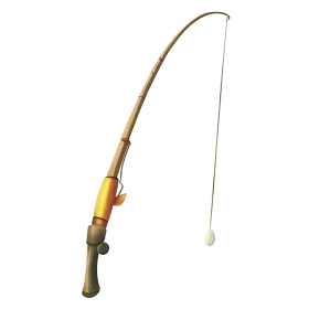 Classic Fishing Pole Clipart with Curved Design and Hanging Lure Illustration