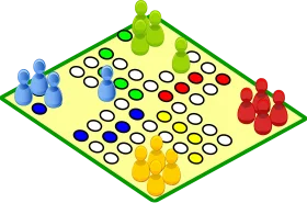 Classic Ludo Board Game Clipart: Colorful Strategy Gameplay Illustration