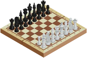 Classic Wooden Chess Board Clipart with Black and White Game Pieces