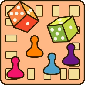 Colorful Board Game Pieces Clipart: Dice, Pawns, and Game Board Elements