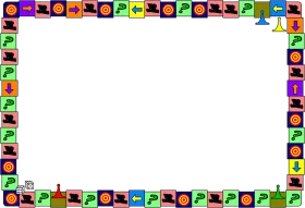 Colorful Checkered Board Game Frame Clipart with Playful Icons and Patterns