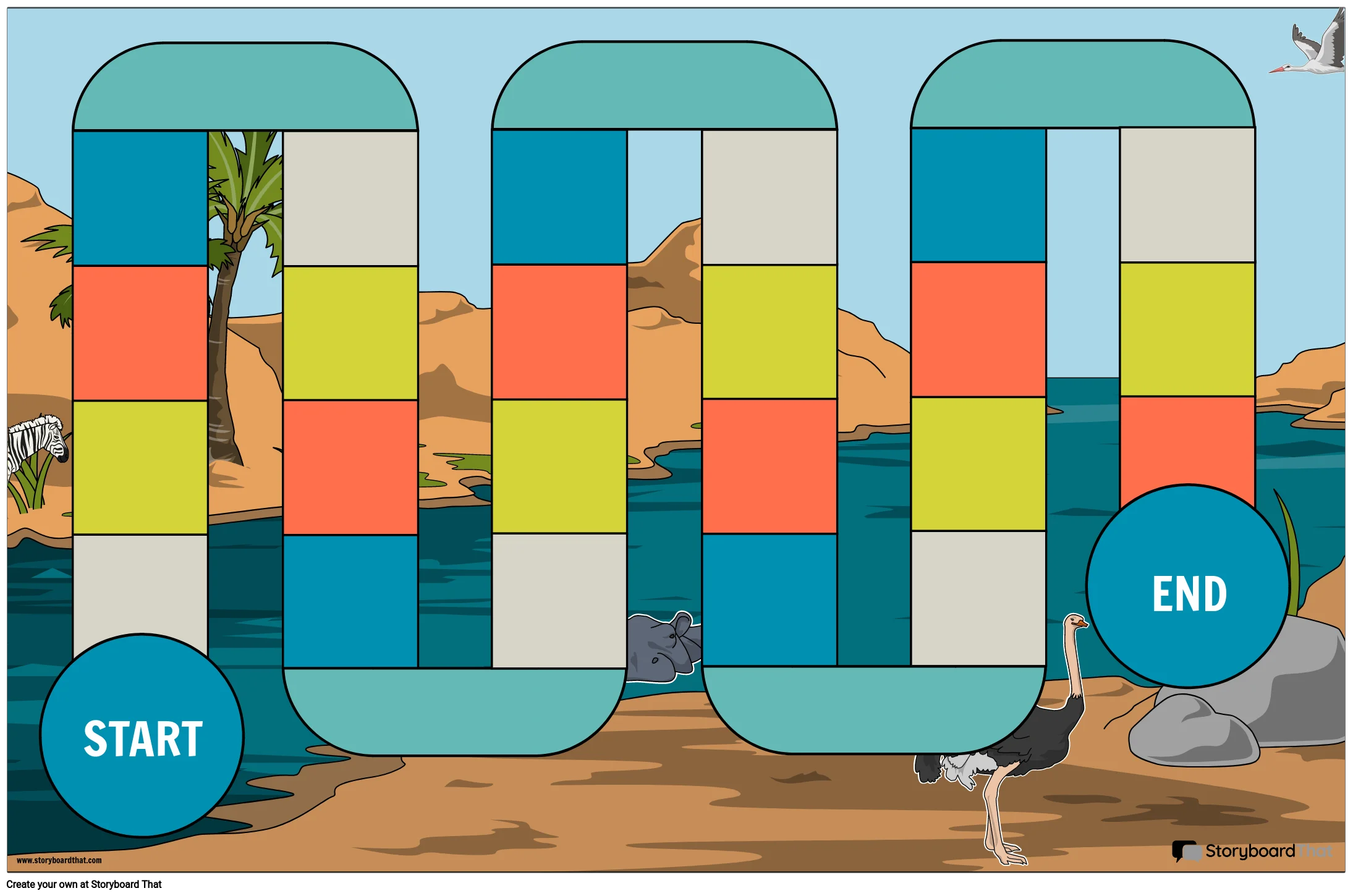 Colorful Journey Board Game Clipart: A Playful Path from Start to Finish