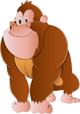 Cute Cartoon Gorilla Clipart: Adorable Primate Character with Friendly Expression