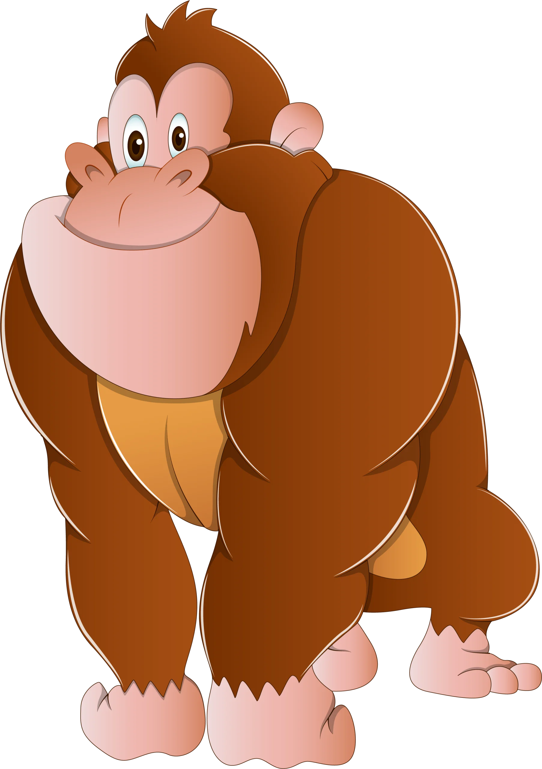 Cute Cartoon Gorilla Clipart: Adorable Primate Character with Friendly Expression
