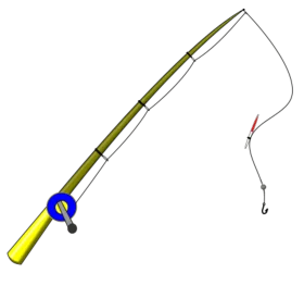 Detailed Fishing Pole Clipart with Realistic Graphical Rendering and Angler's Equipment