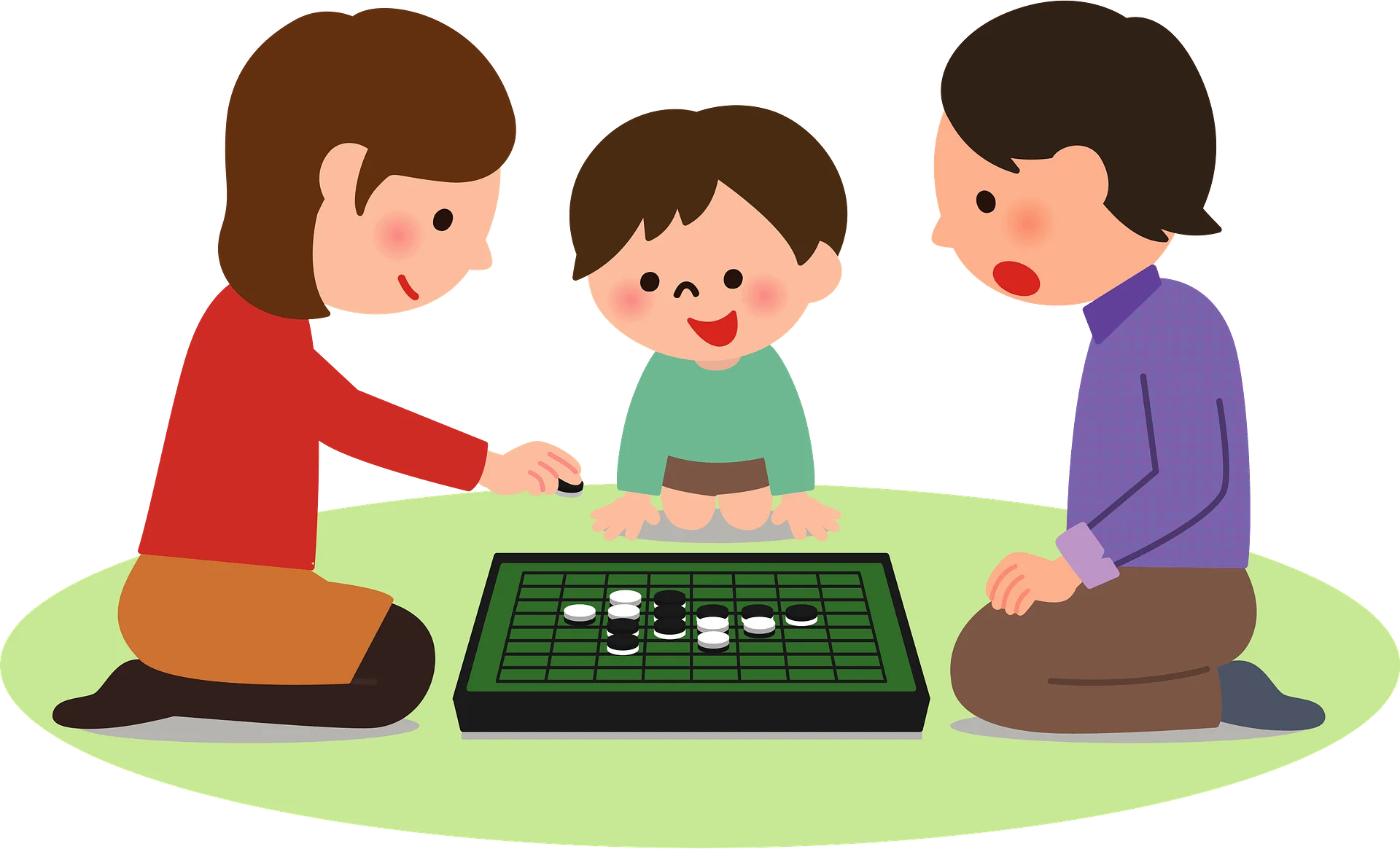 Family Game Night Fun: Enjoying Reversi Strategy Board Game Clipart Illustration