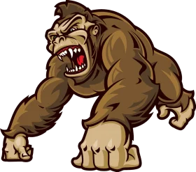 Ferocious Muscular Gorilla Clipart: Intense Primal Creature Illustration