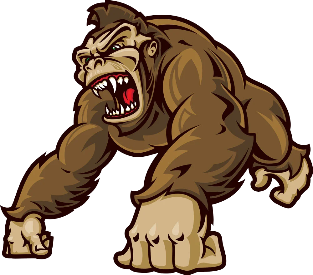 Ferocious Muscular Gorilla Clipart: Intense Primal Creature Illustration