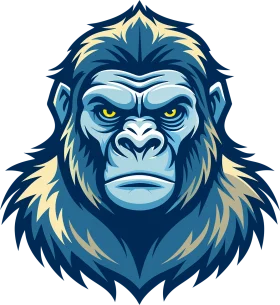 Fierce Blue Gorilla Mascot Clipart: Intense Primate Graphic Design