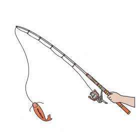 Fishing Pole and Lure Clipart Illustration: Angler's Essential Gear Sketch