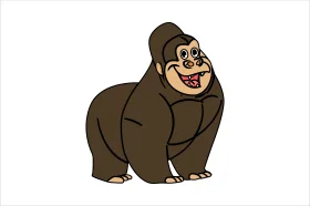 Friendly Brown Gorilla Cartoon Clipart: Playful Primate Character Design