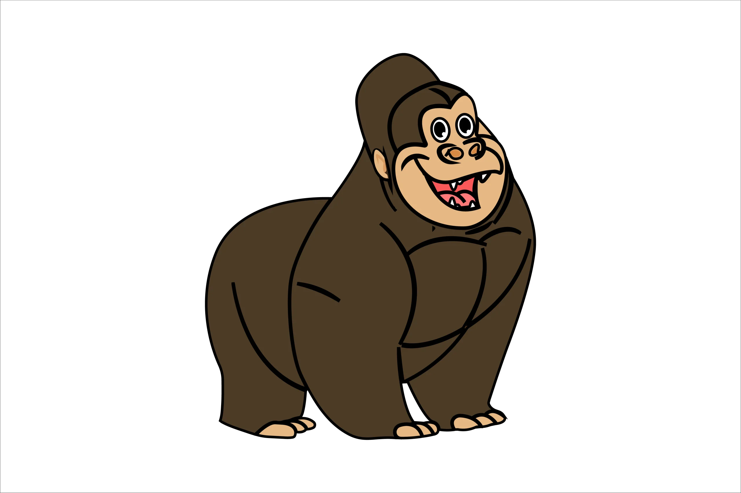 Friendly Brown Gorilla Cartoon Clipart: Playful Primate Character Design