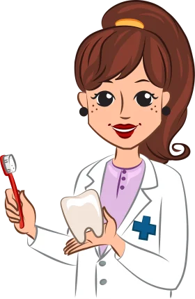 Friendly Professional Dental Hygienist Cartoon Clipart Illustration with Tooth and Toothbrush