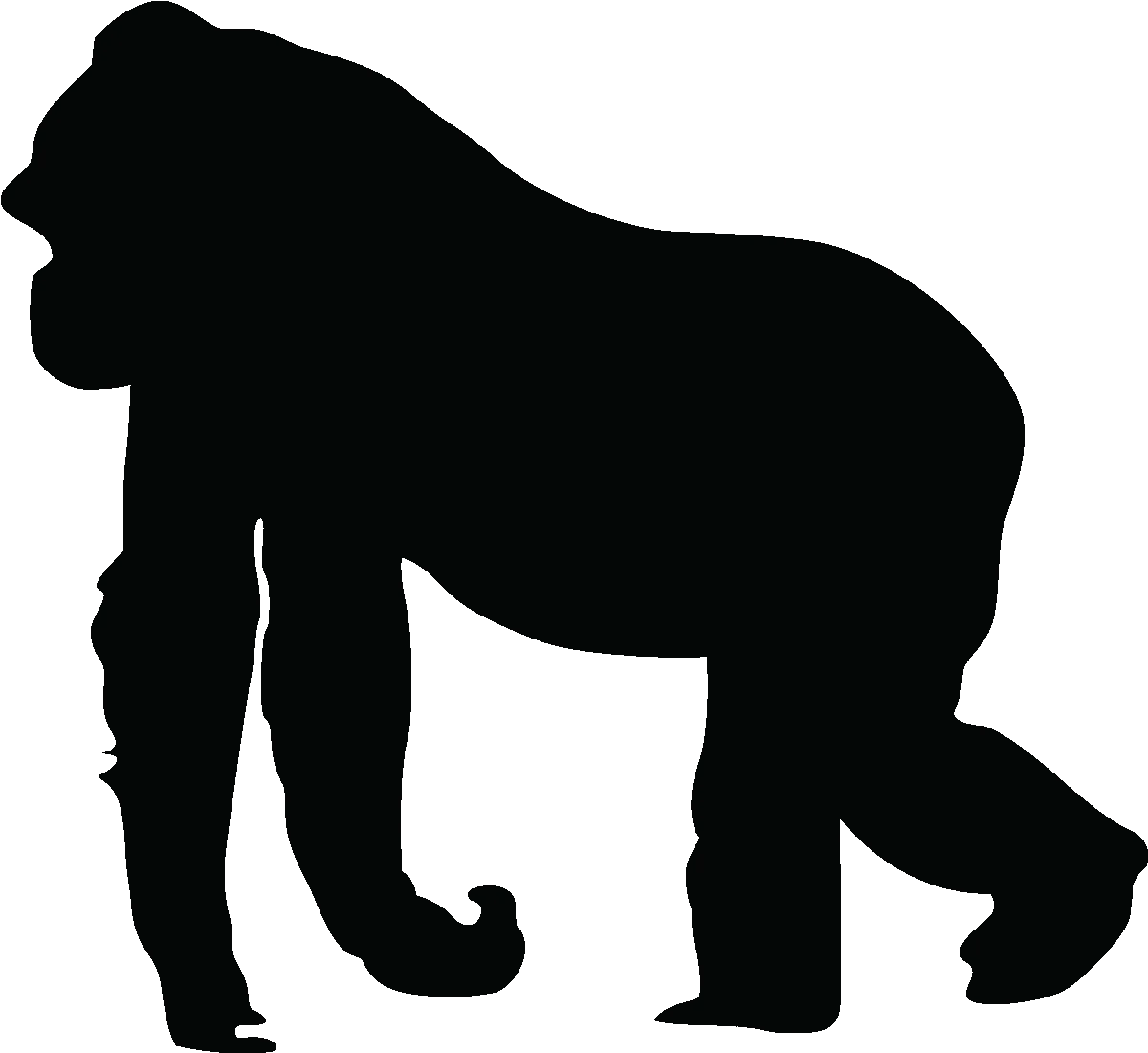 Majestic Silhouette of a Powerful Gorilla Clipart Illustration - Wild Primate Design
