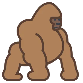 Minimalist Brown Gorilla Clipart Illustration: Stylized Primate Design