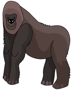 Minimalist Dark Gray Gorilla Clipart Illustration with Soft Contours